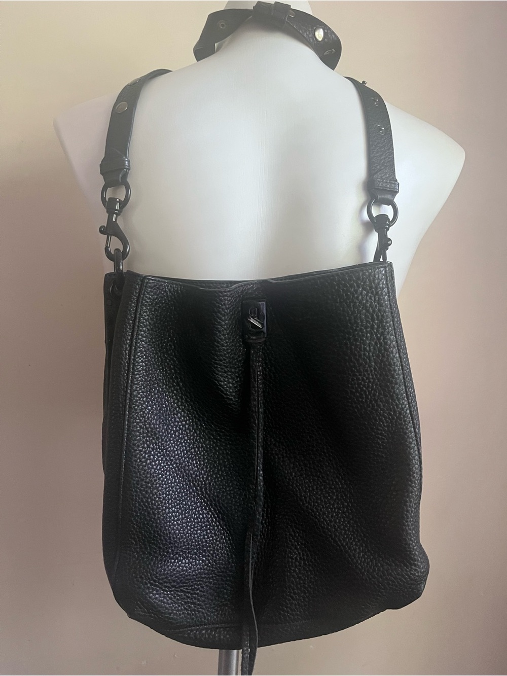 REBECCA MINKOFF Darren Pebbled Leather slouch shoulder bag- Black